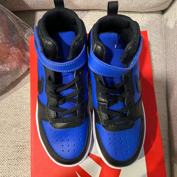 Nike court borough mid 2 boys size 1 blue/black NWT! - Picture 7 of 8